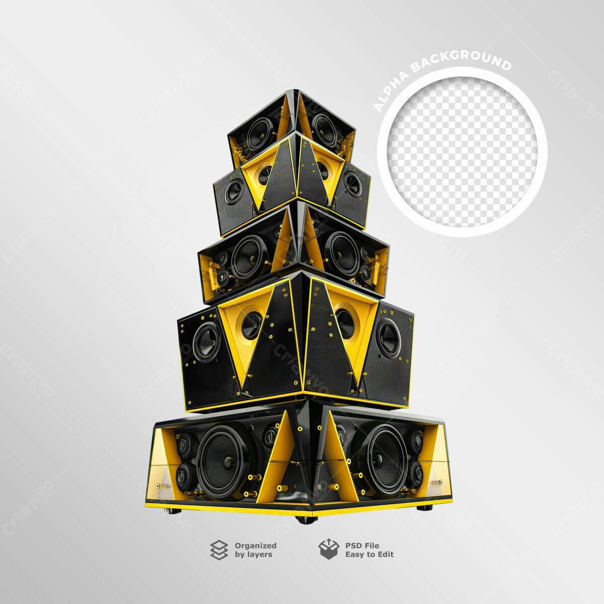 Mockup de Som Profissional em Preto e Amarelo PSD Editável