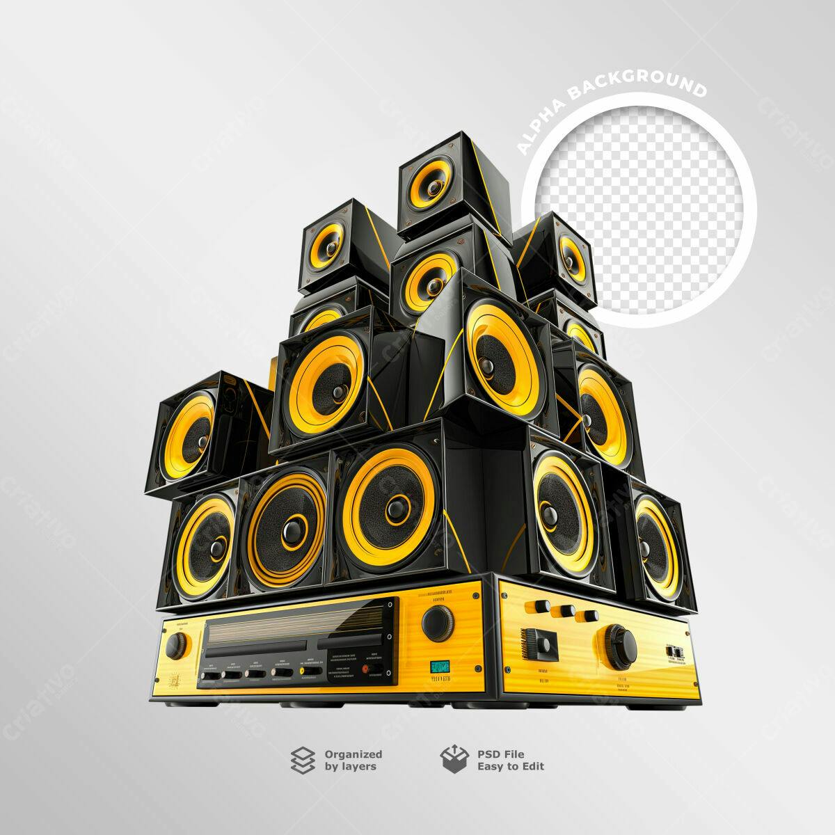 Mockup Som Profissional Preto e Amarelo PSD Editável