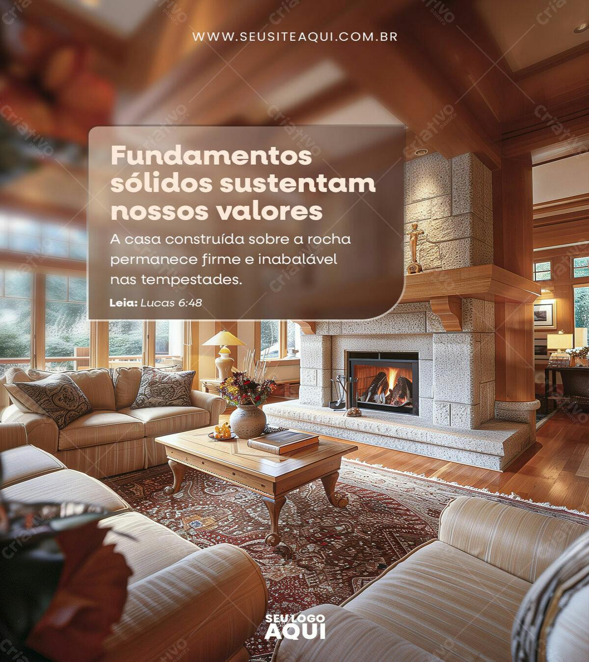 PSD para Design de Interiores com Lareira PSD Editável