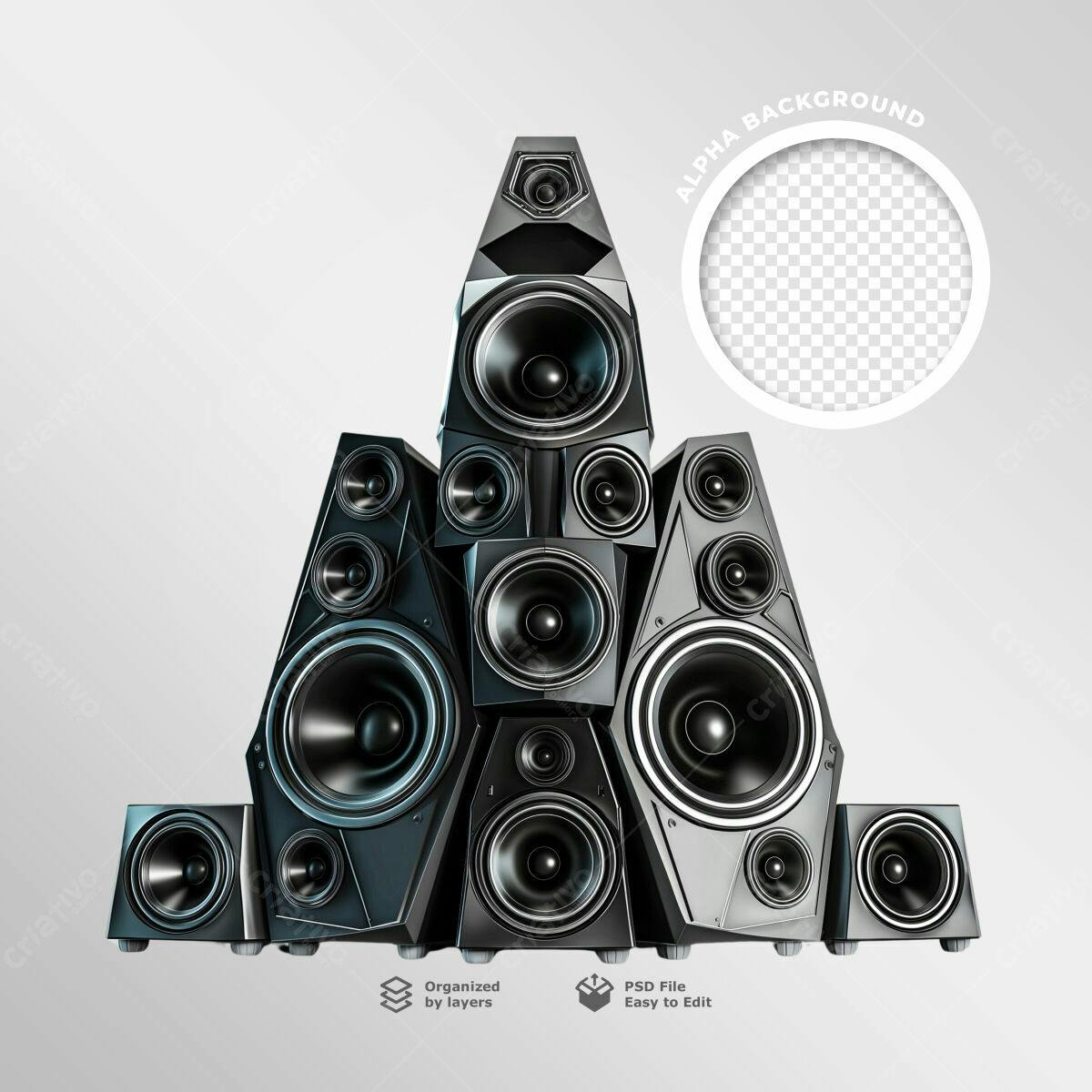 Background com Caixas de Som para Festa PSD Editável