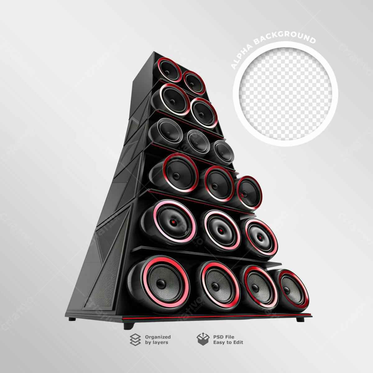 Mockup Torre de Caixas de Som PSD Editável