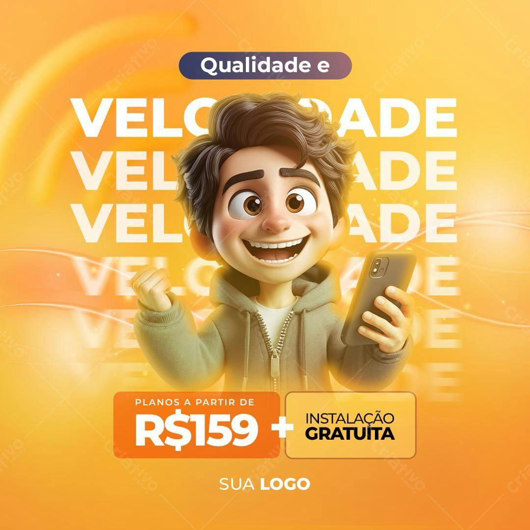 Postagem para Redes Sociais com Personagem 3D PSD Editável