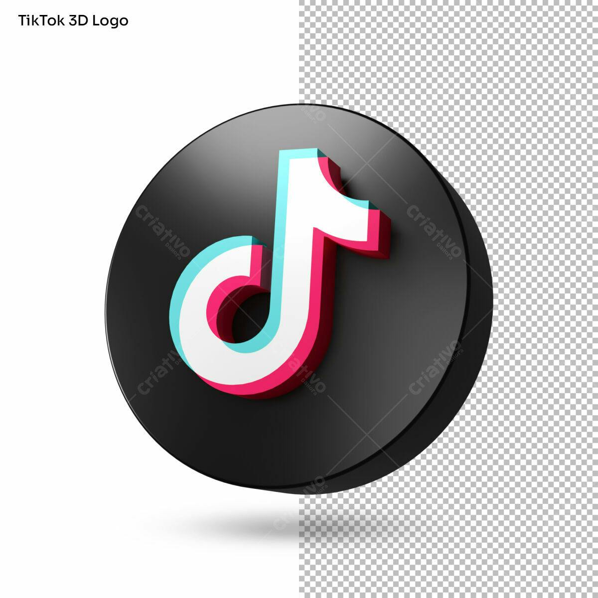 Logo TikTok 3D PSD Editável