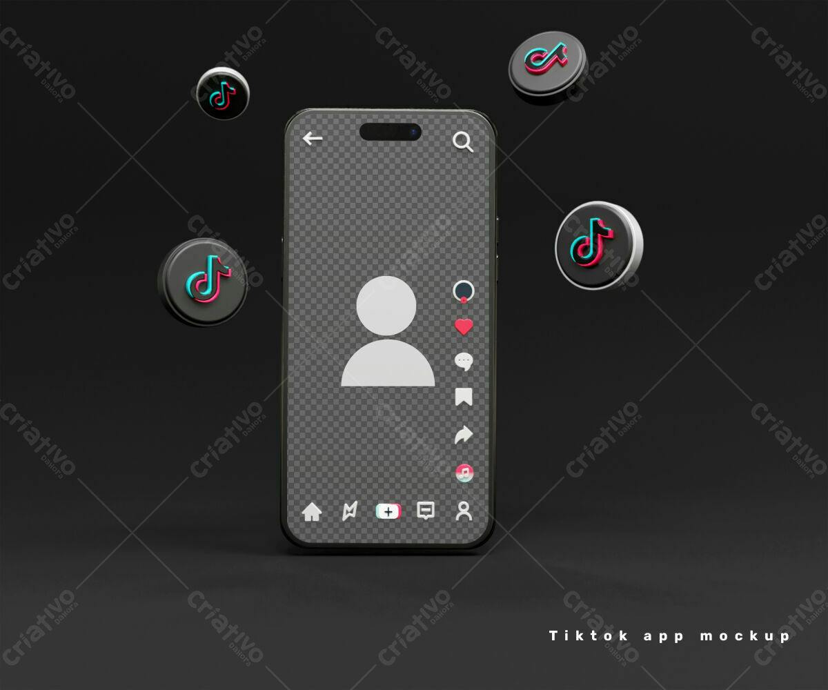 Mockup de App TikTok PSD Editável