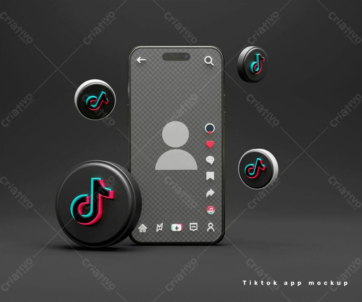 Mockup de App TikTok para Redes Sociais PSD Editável
