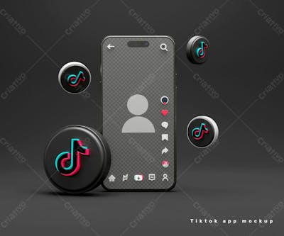 Ícone E Maquete Do Aplicativo Tik Tok