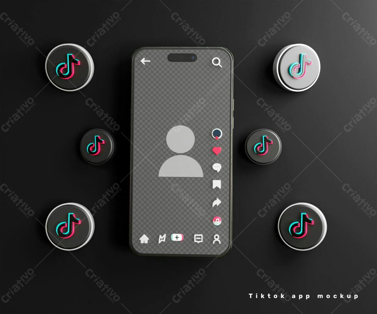 Mockup TikTok para Redes Sociais PSD Editável