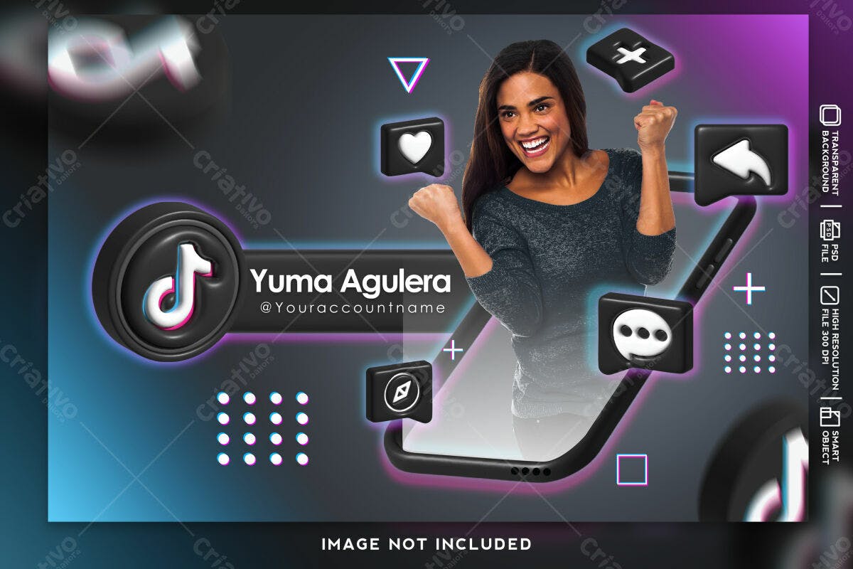 Banner TikTok para Influencer PSD Editável