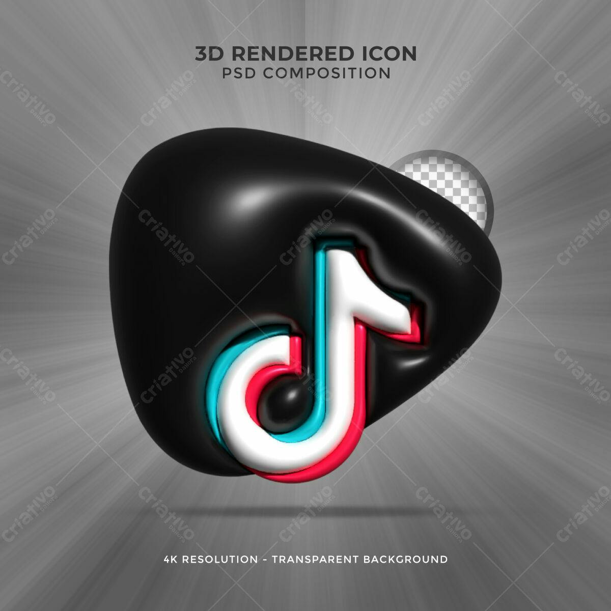 Ícone TikTok 3D em PSD Editável