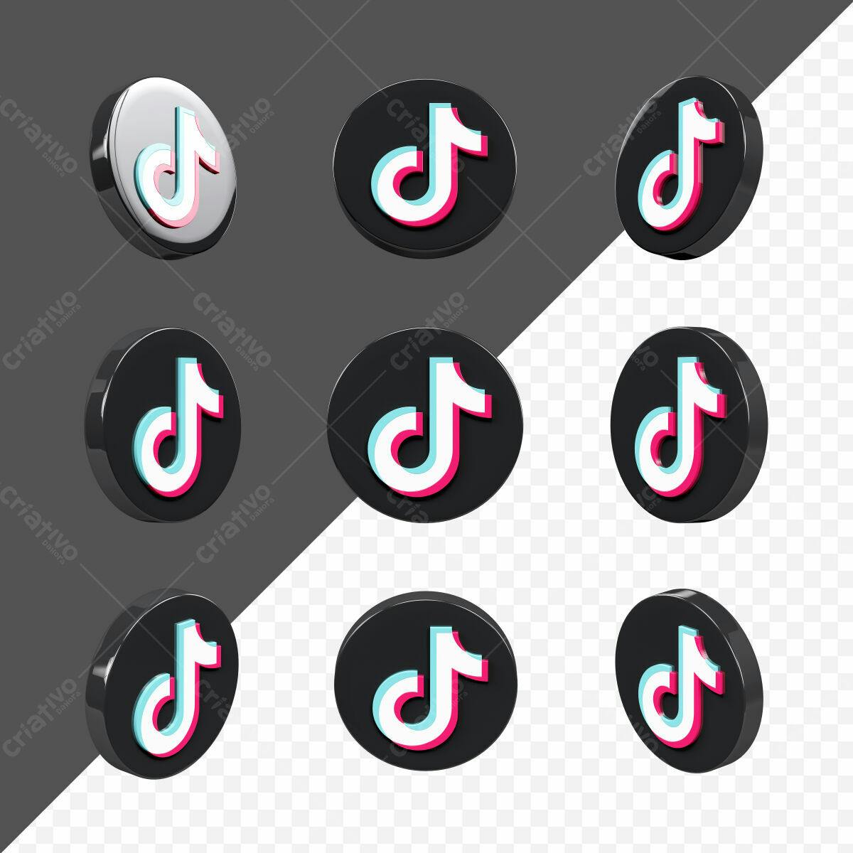 Ícones TikTok 3D PSD Editável