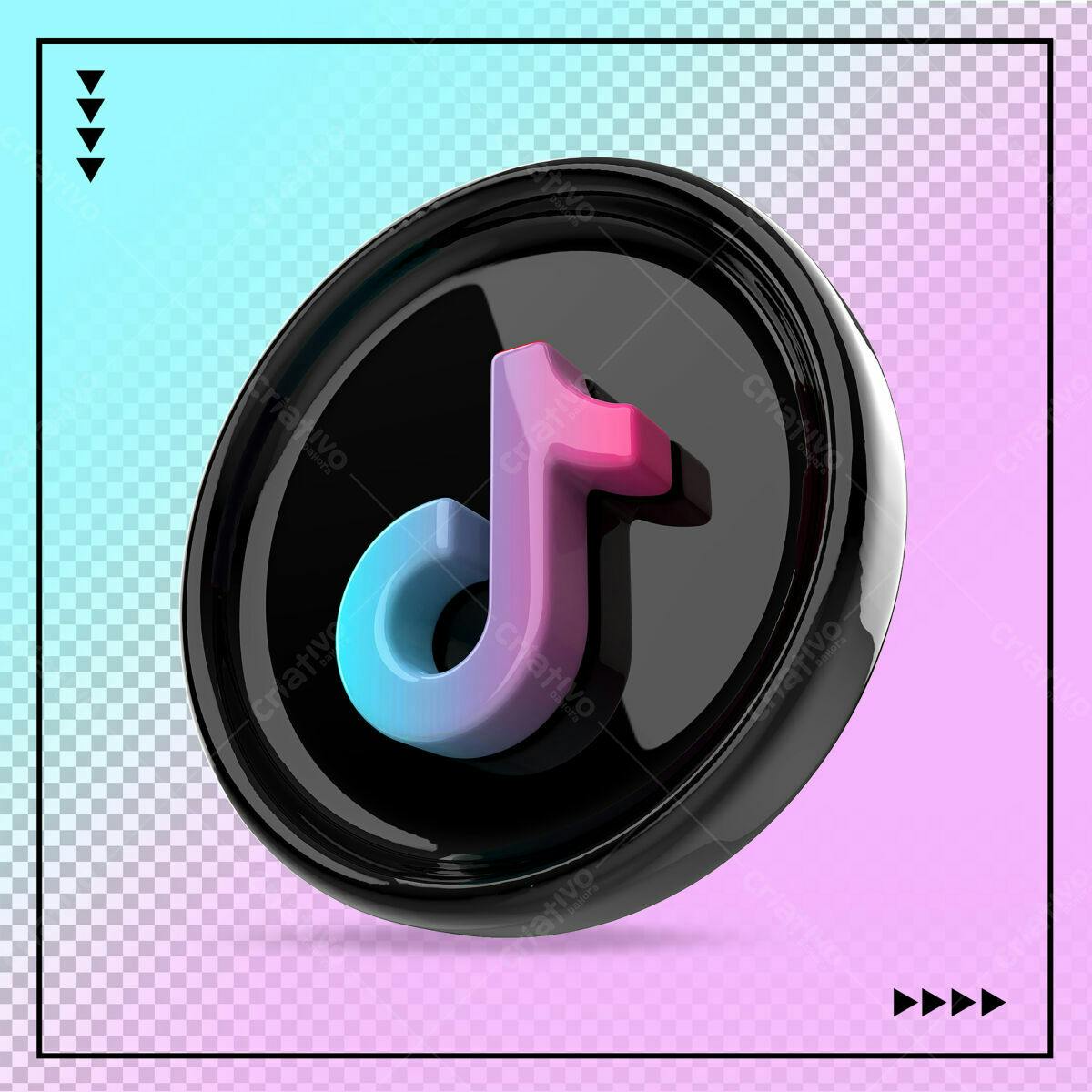 Ícone TikTok 3D PSD Editável