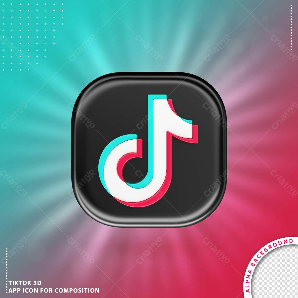 Ícone TikTok 3D PSD Editável