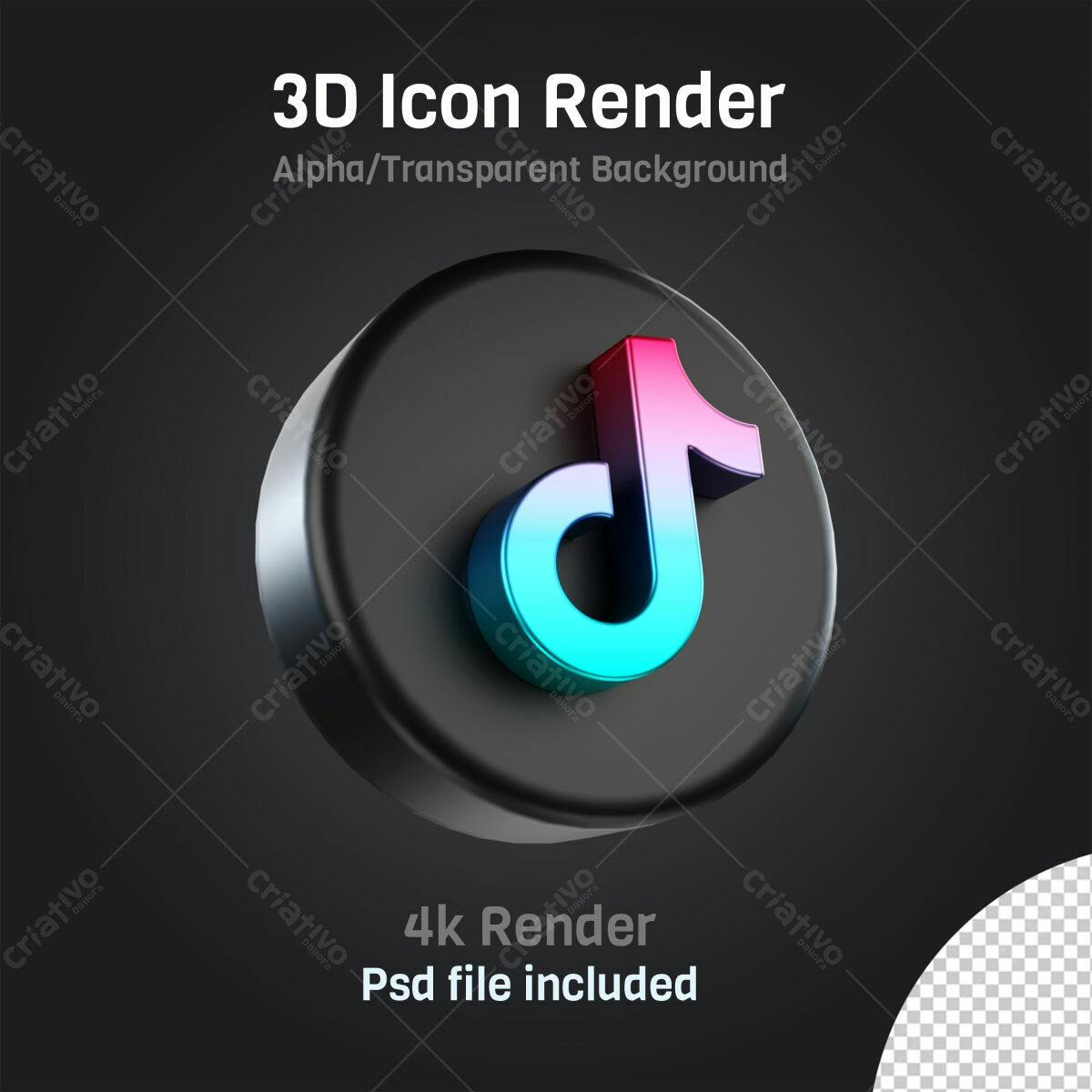 Ícone TikTok 3D PSD Editável