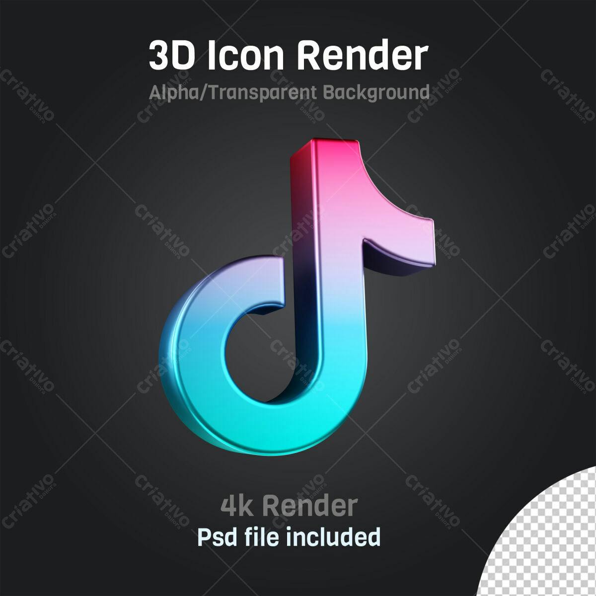 Ícone TikTok 3D PSD Editável