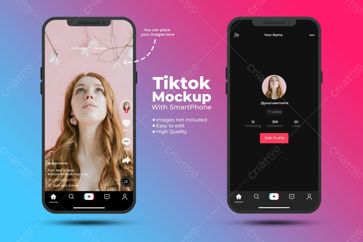 Mockup TikTok para Redes Sociais PSD Editável