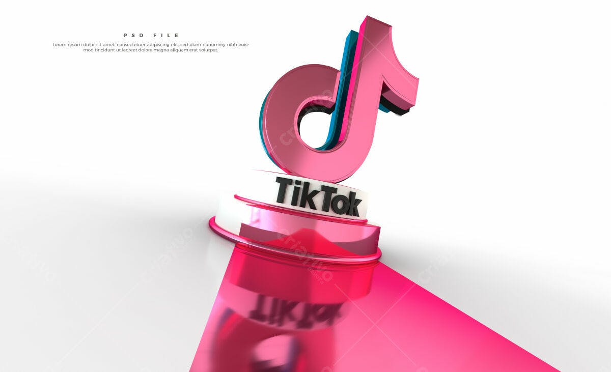 Mockup TikTok 3D Rosa PSD Editável