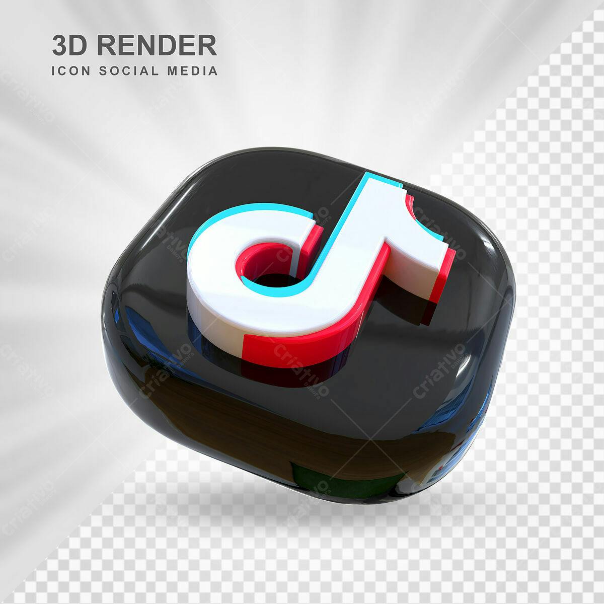 Ícone TikTok 3D Render PSD Editável
