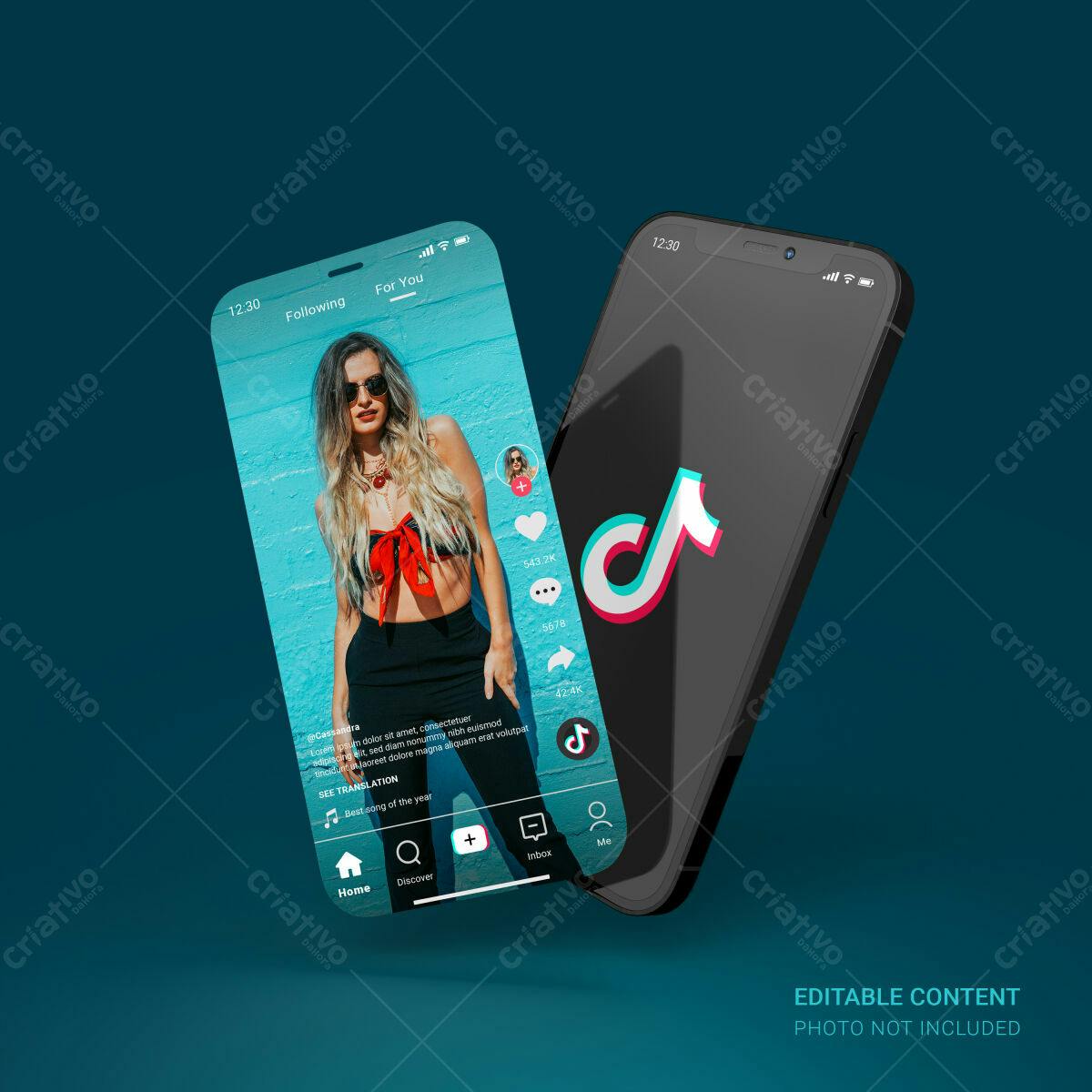 Mockup de Celular com Vídeo TikTok PSD Editável