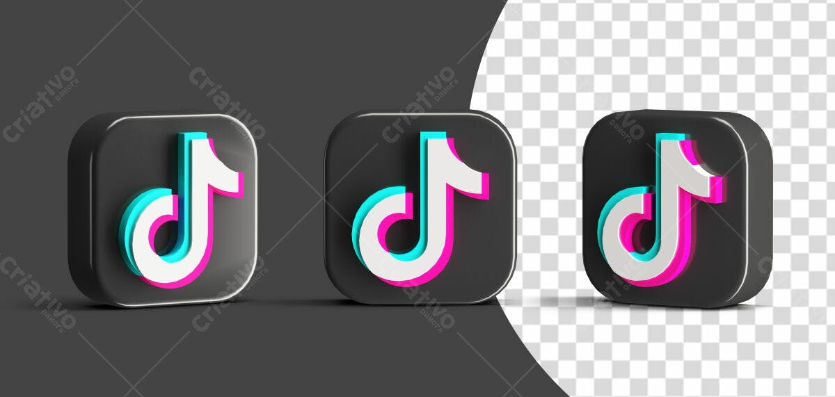 Ícone TikTok 3D PSD Editável