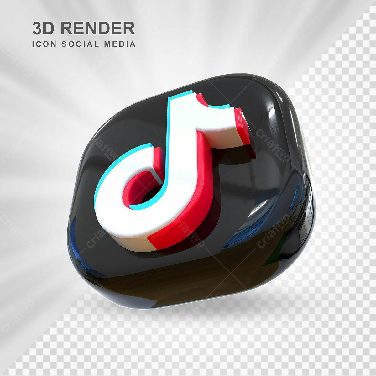 Ícone TikTok 3D Render PSD Editável