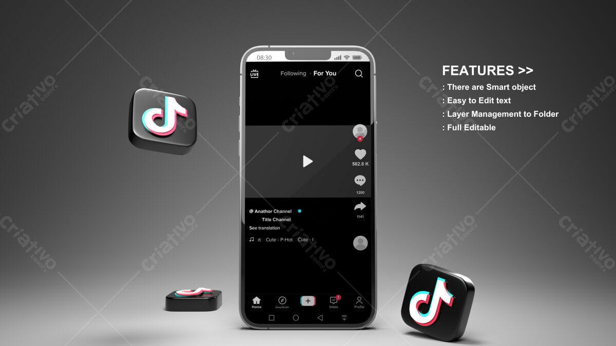 Mockup TikTok para Redes Sociais PSD Editável