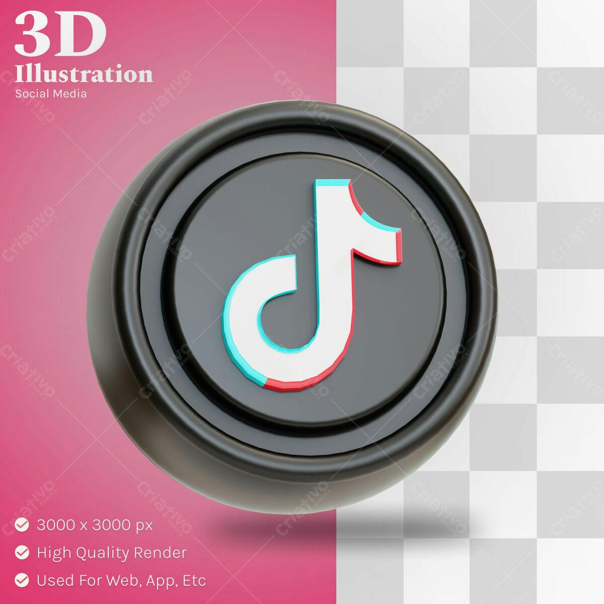 Ícone TikTok 3D PSD Editável