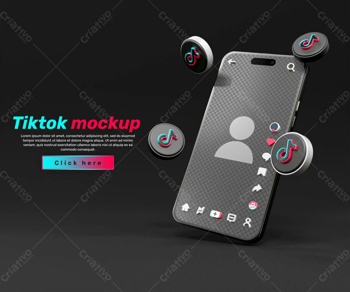 Mockup de Celular TikTok PSD Editável