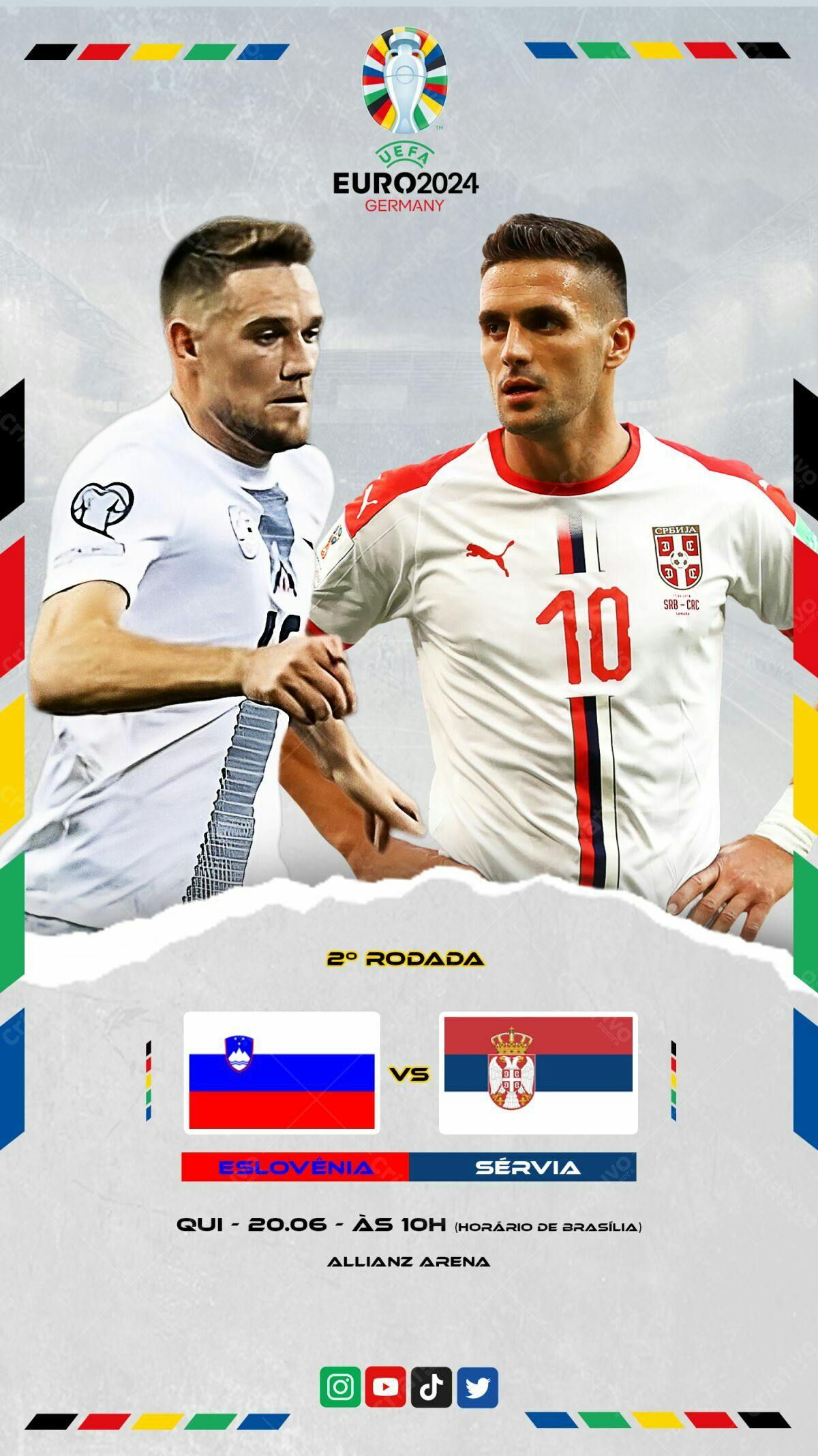 Flyer Eslovênia x Sérvia EURO2024 PSD Editável
