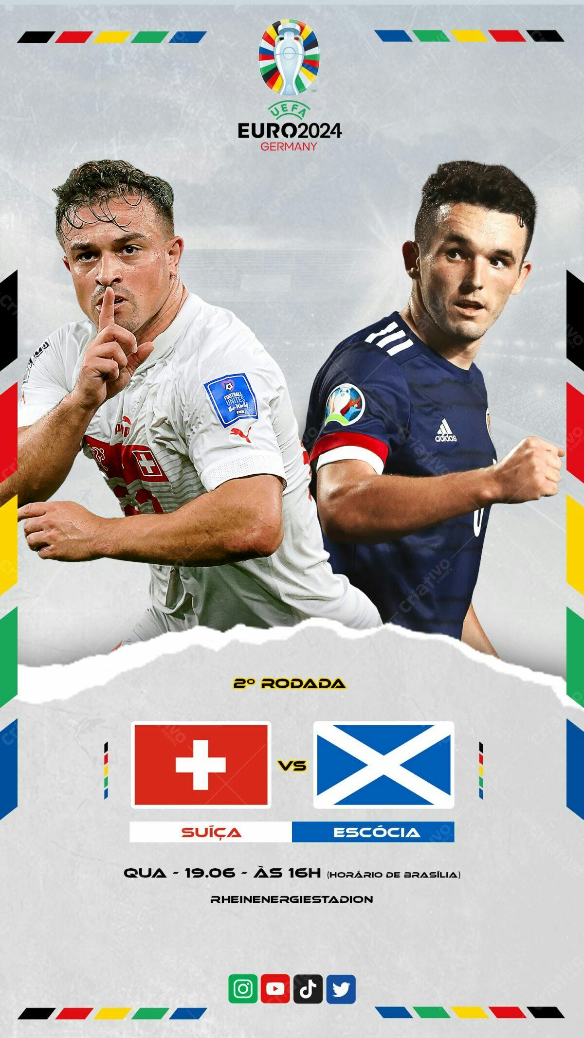 Flyer Eurocopa 2024 Suíça x Escócia PSD Editável