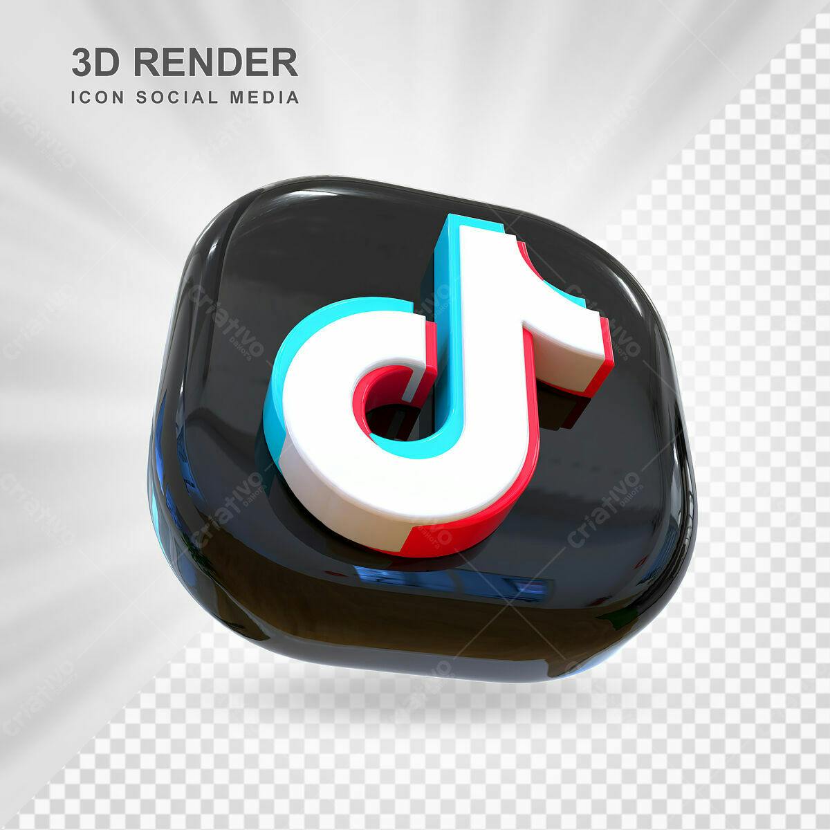Ícone TikTok 3D Render PSD Editável