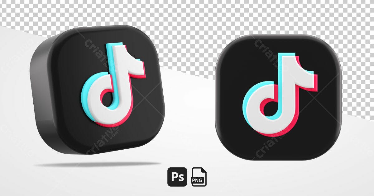 Ícone TikTok 3D PSD Editável