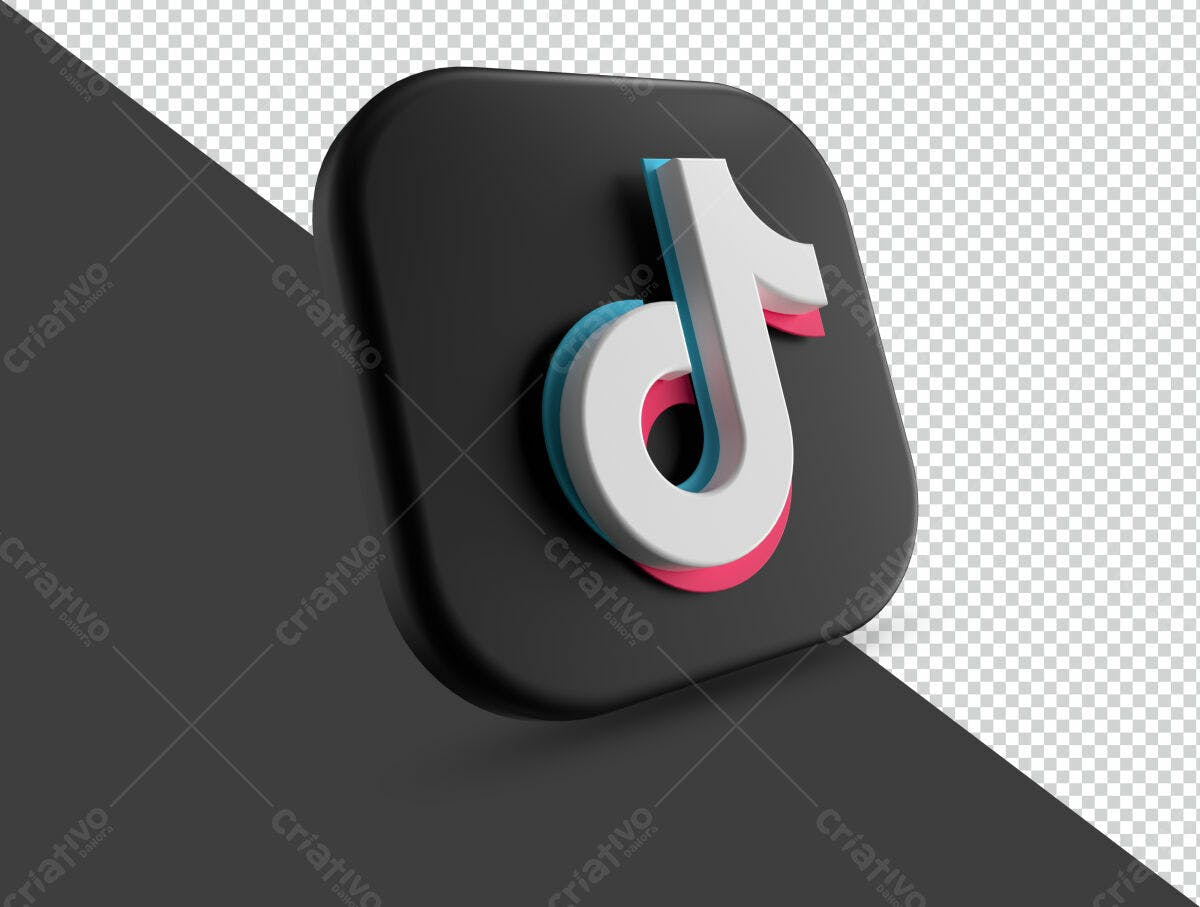 Ícone TikTok 3D PSD Editável
