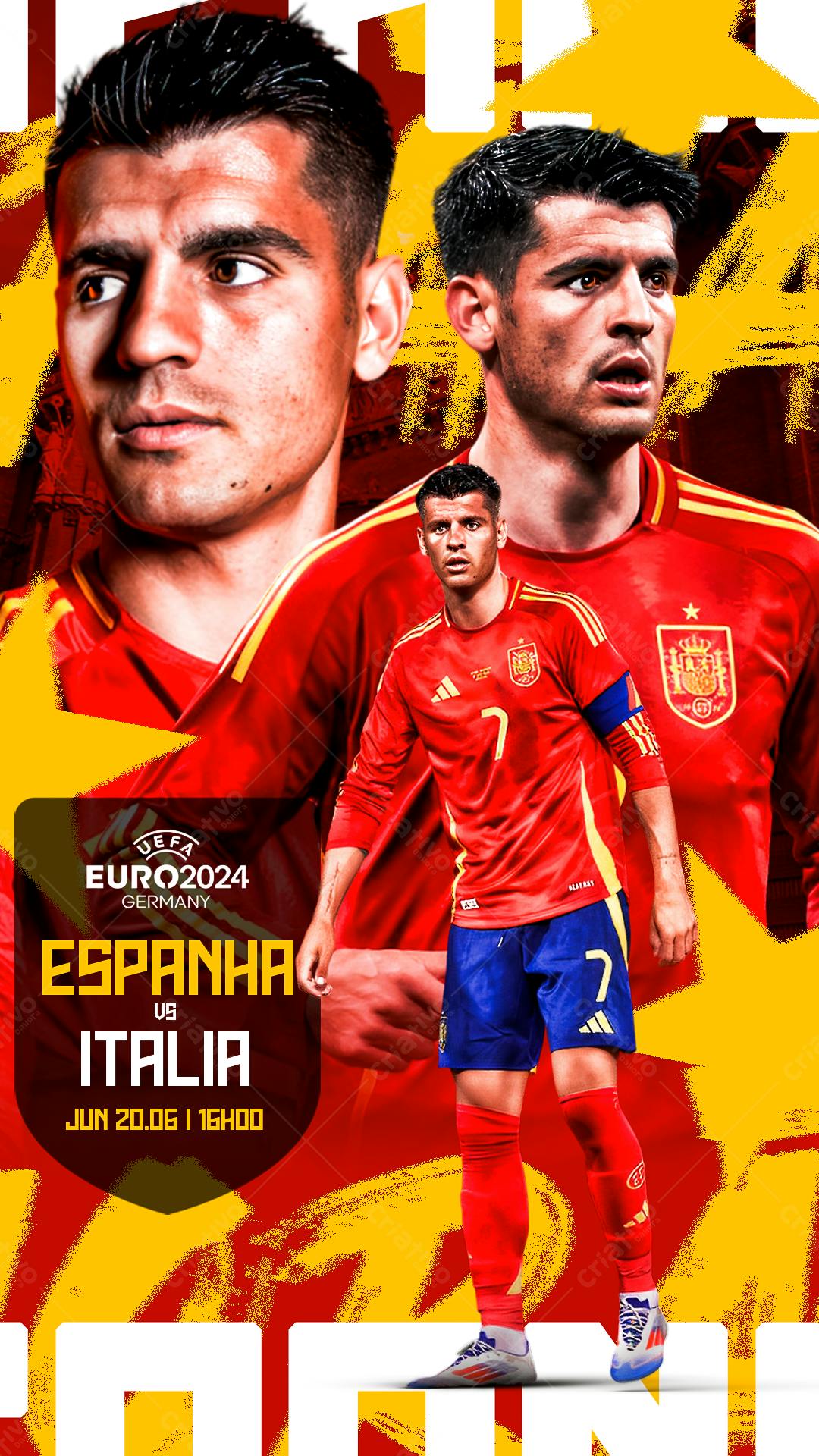 Poster Espanha vs Itália Euro2024 PSD Editável