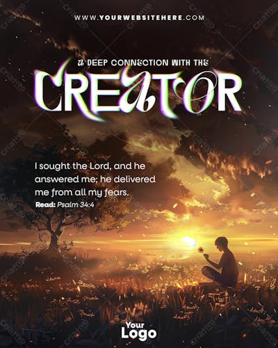 Post to social media, gospel, christian, editable PSD