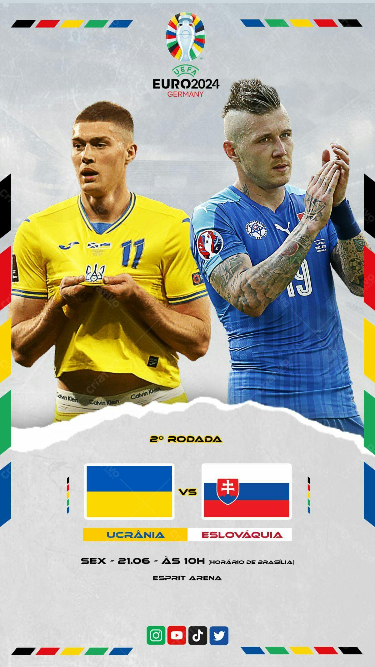 Flyer Euro2024 Ucrânia x Eslováquia PSD Editável