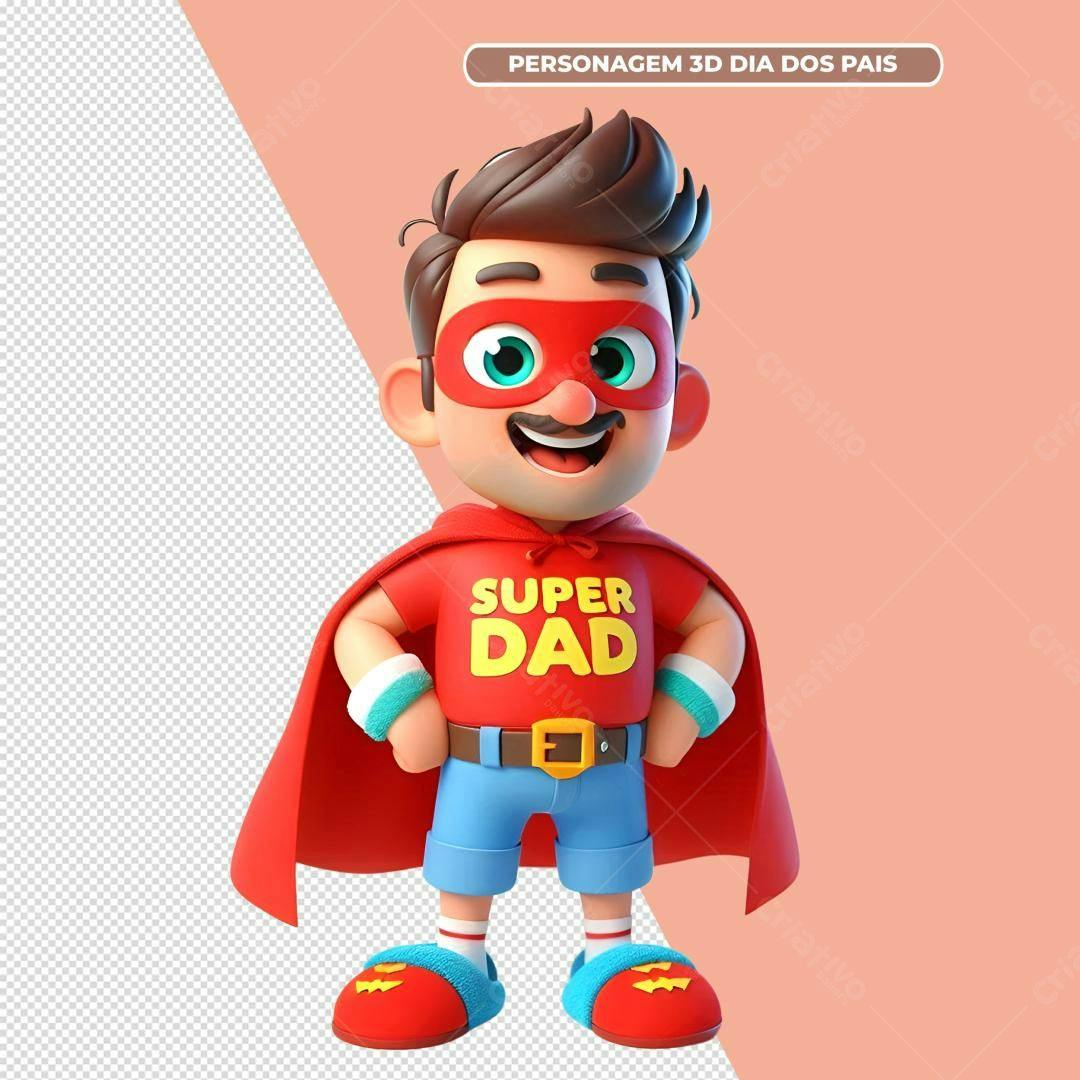 Personagem 3D Dia dos Pais PSD Editável