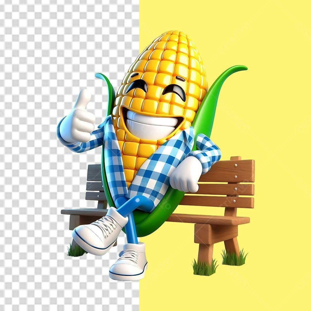 Mascote Milho Sorrindo PSD Editável