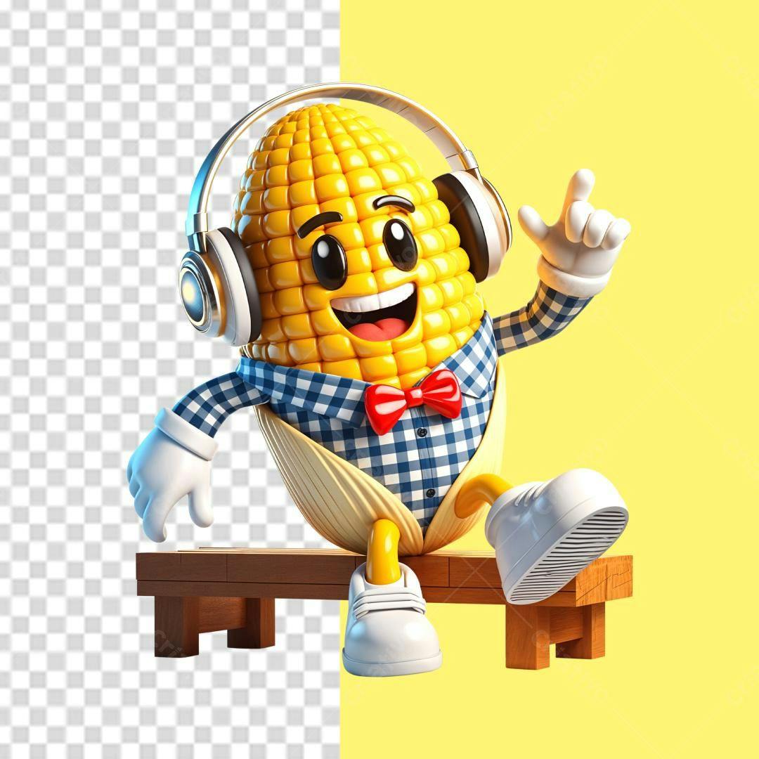 Mascote Milho Moderno PSD Editável