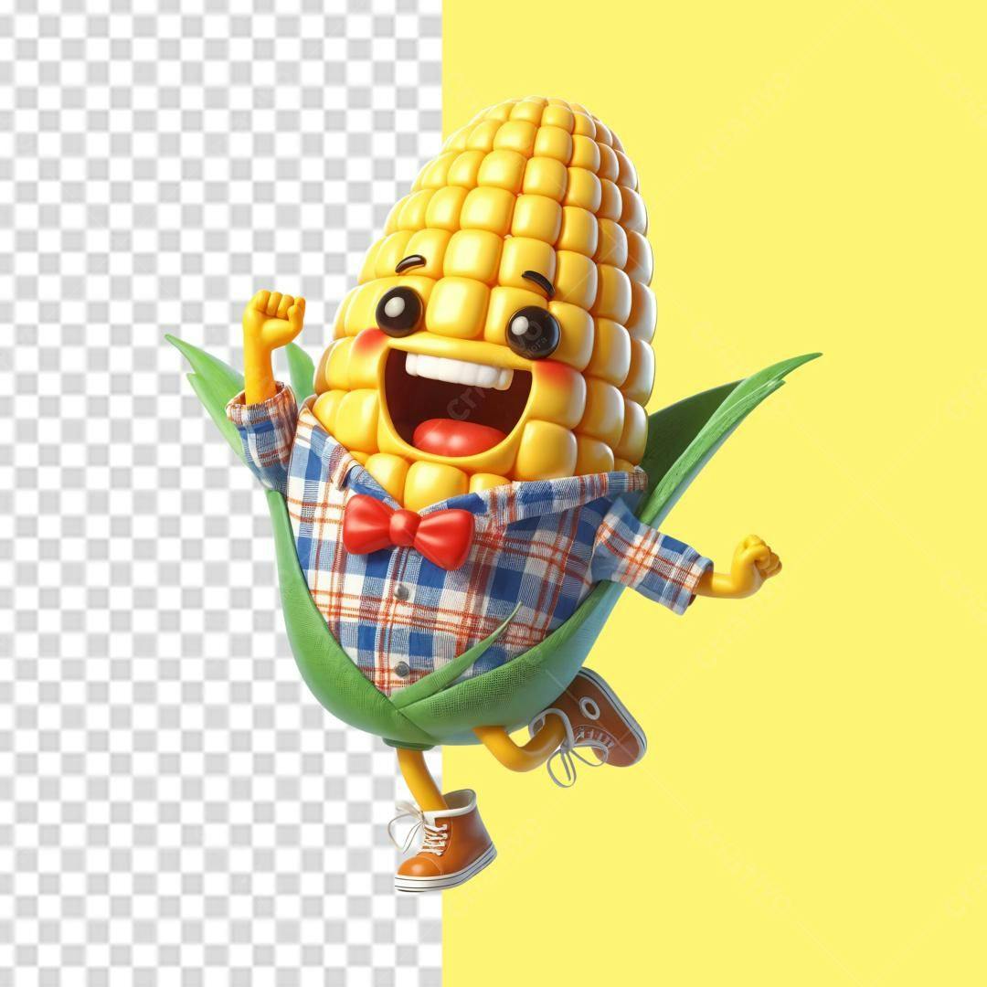 Mascote Milho Feliz PSD Editável
