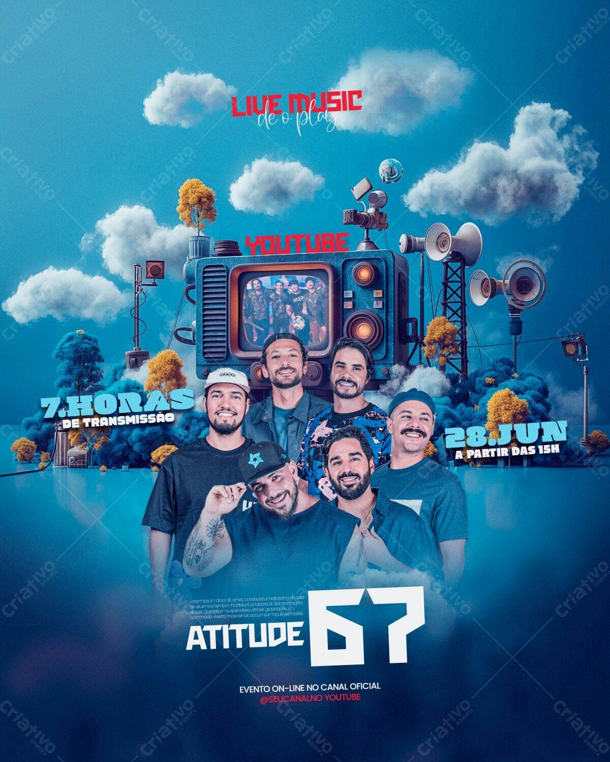 Flyer para Show Ao Vivo YouTube PSD Editável