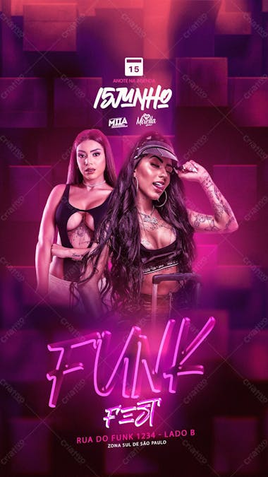 Flyer de evento funk fast story