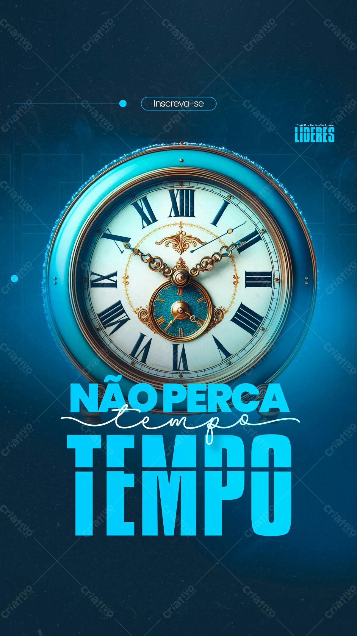 Flyer Motivacional com Relógio Antigo PSD Editável