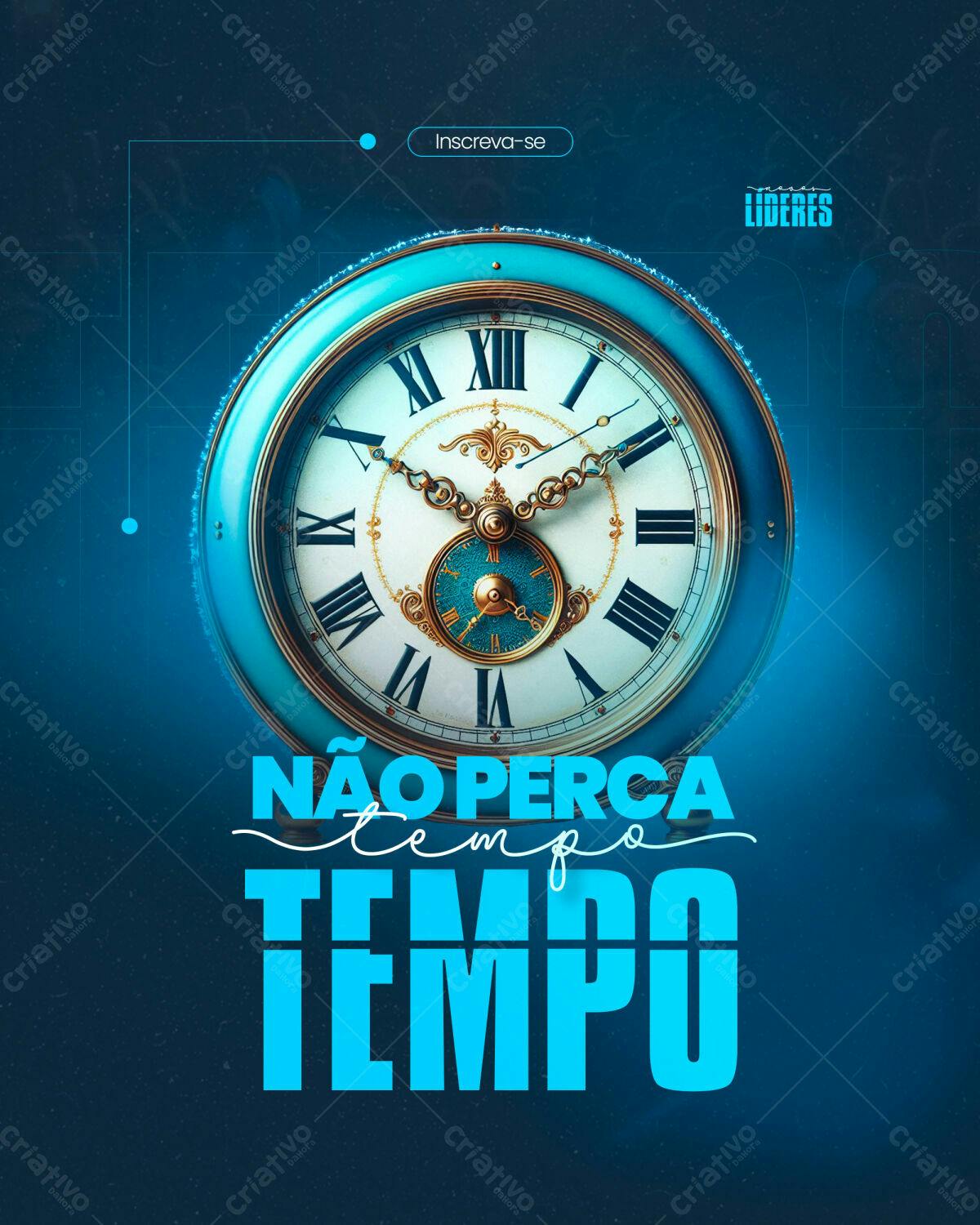 Post para Redes Sociais com Relógio Antigo PSD Editável