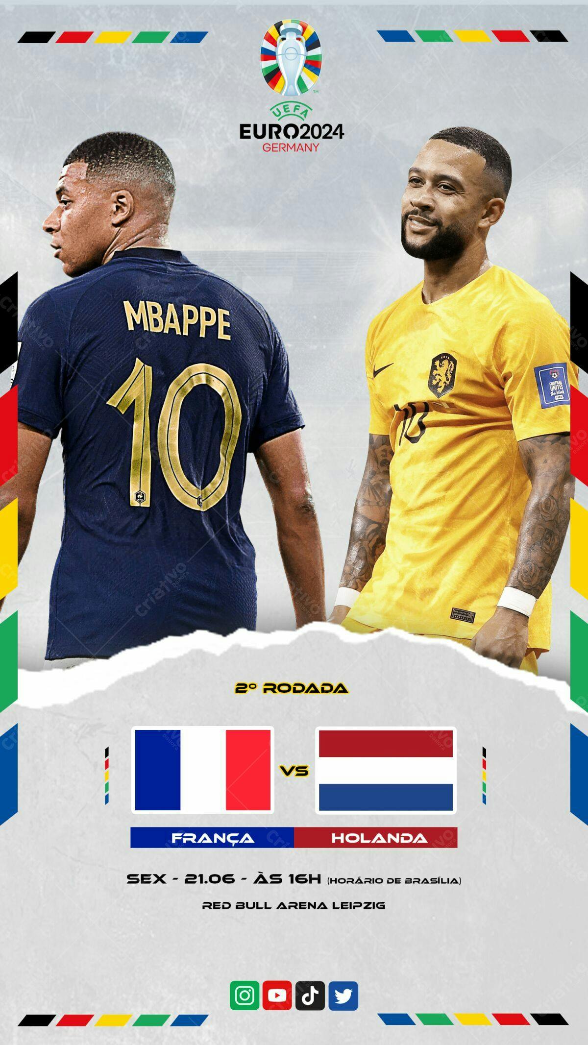 Flyer França x Holanda EURO2024 PSD Editável