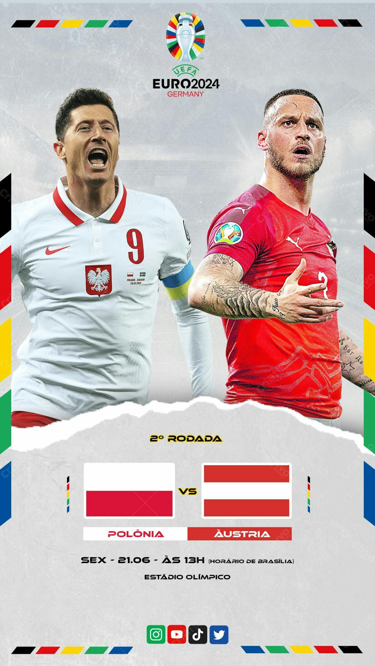 Flyer Polônia x Austria EURO2024 PSD Editável
