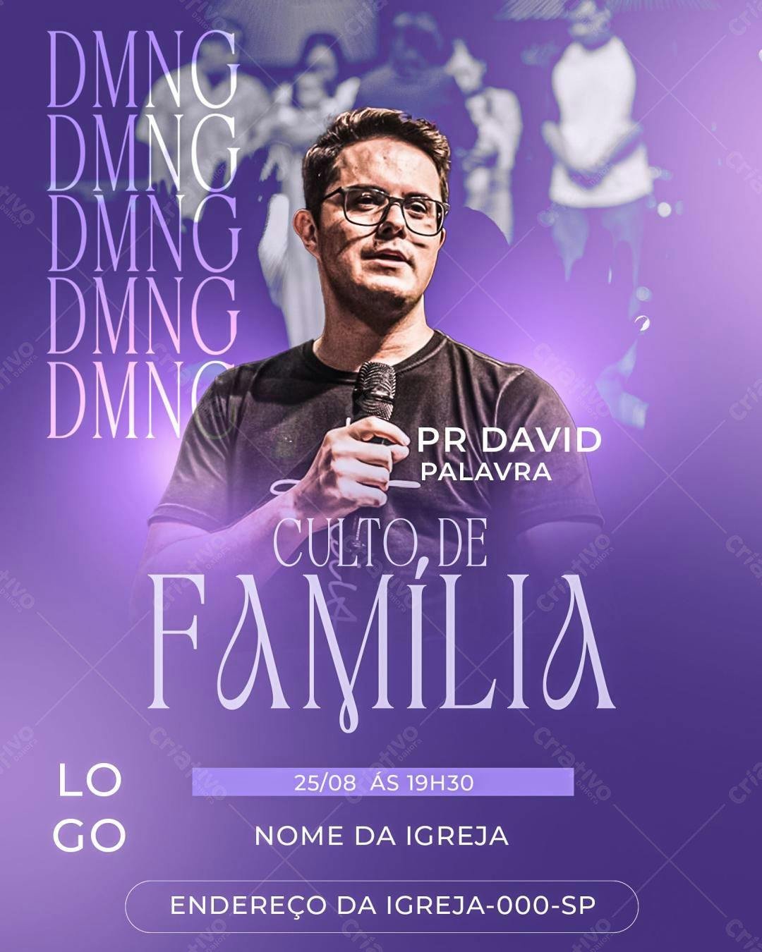 Flyer para Culto de Família PSD Editável