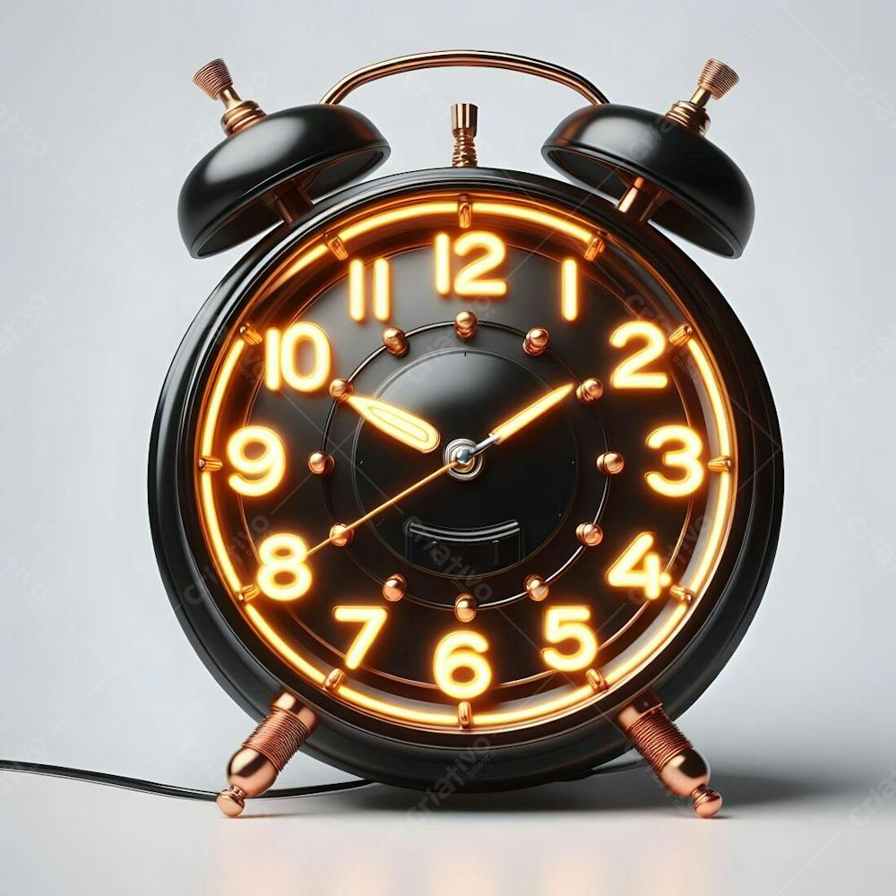 Relógio Matinal Vintage Morning Clock Neon Icon 3D 2D Retrô Néon Icone Elemento