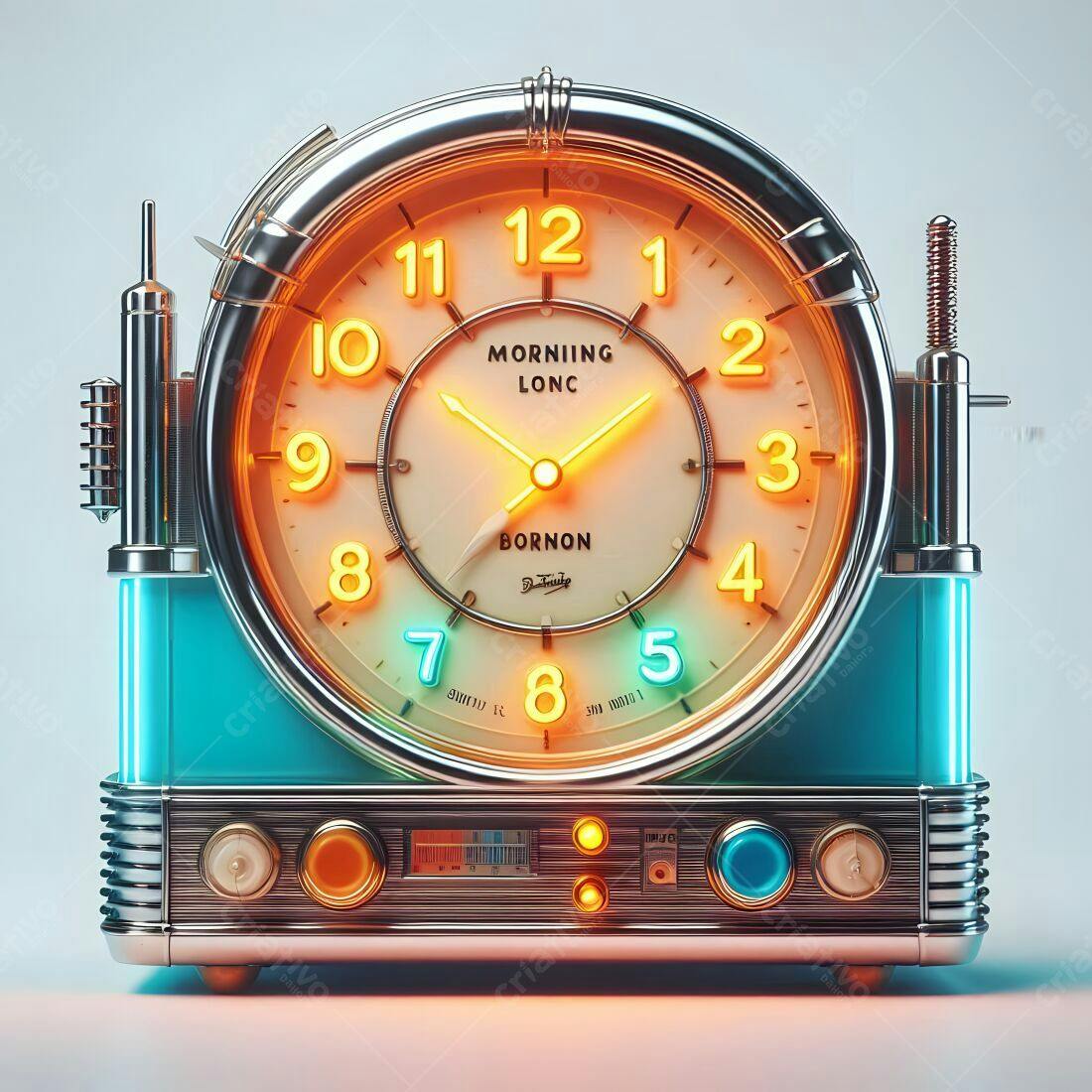 Relógio retrô com rádio estilo vintage
