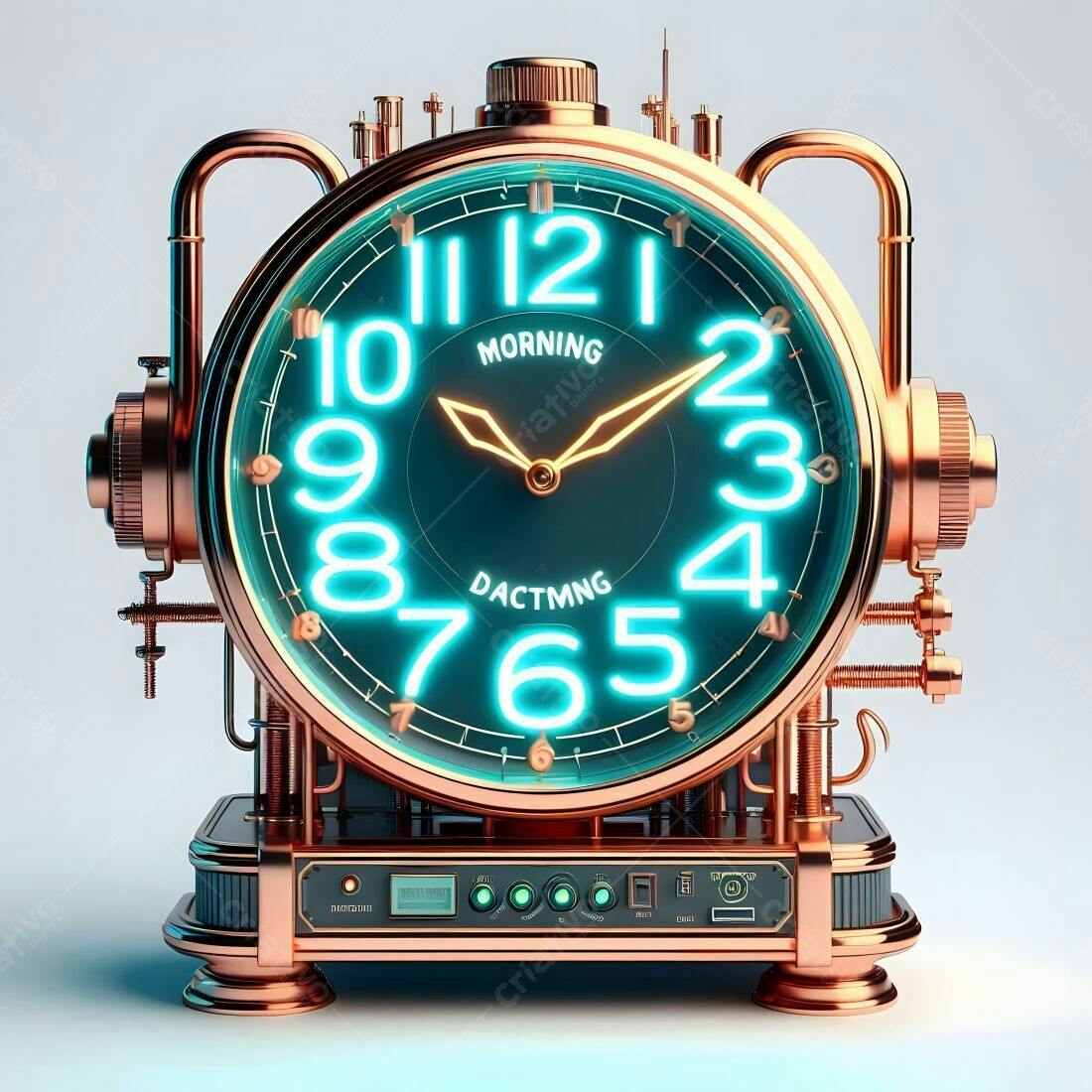 Relógio steampunk com mostrador azul turquesa
