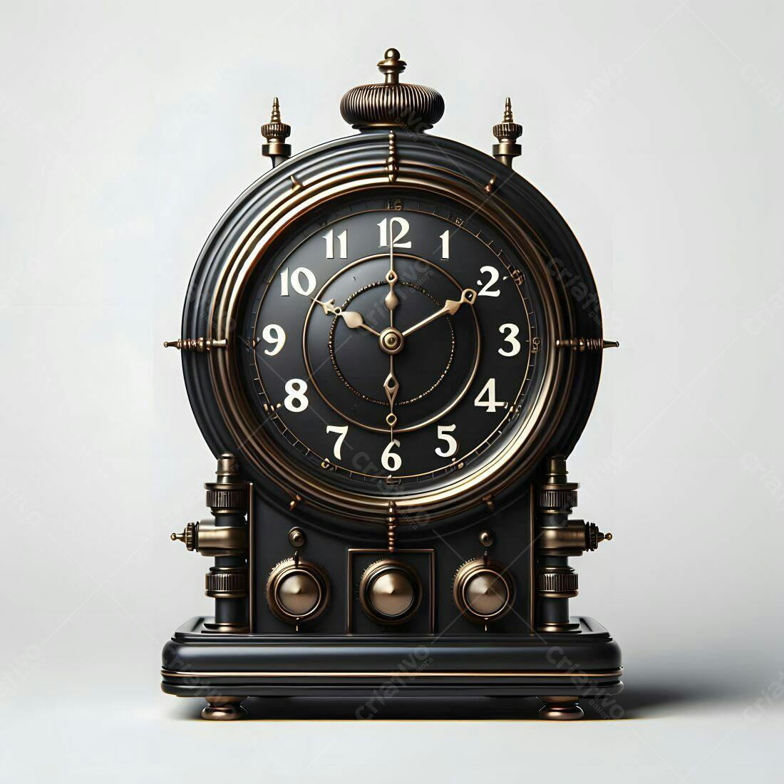 Relógio steampunk preto e dourado